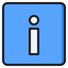 blue button with i in middle